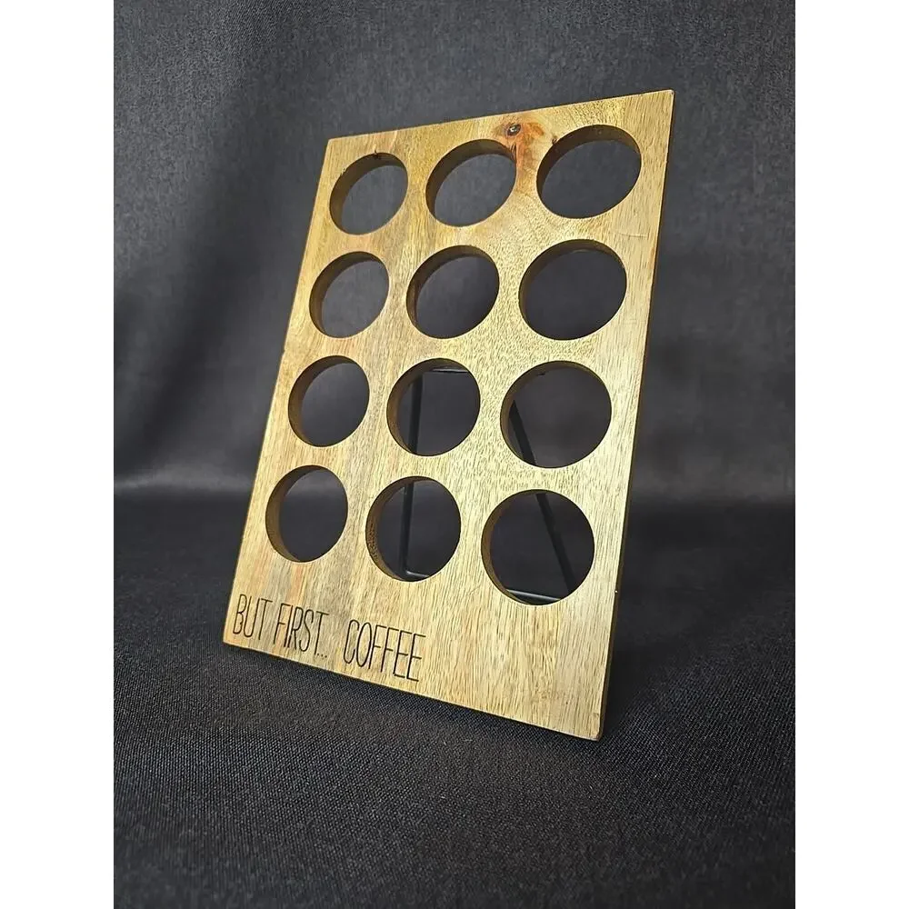 But First...Coffee Pod Stand Farmhouse Pod Holder K-Cup Compatible Wood 12 Hole